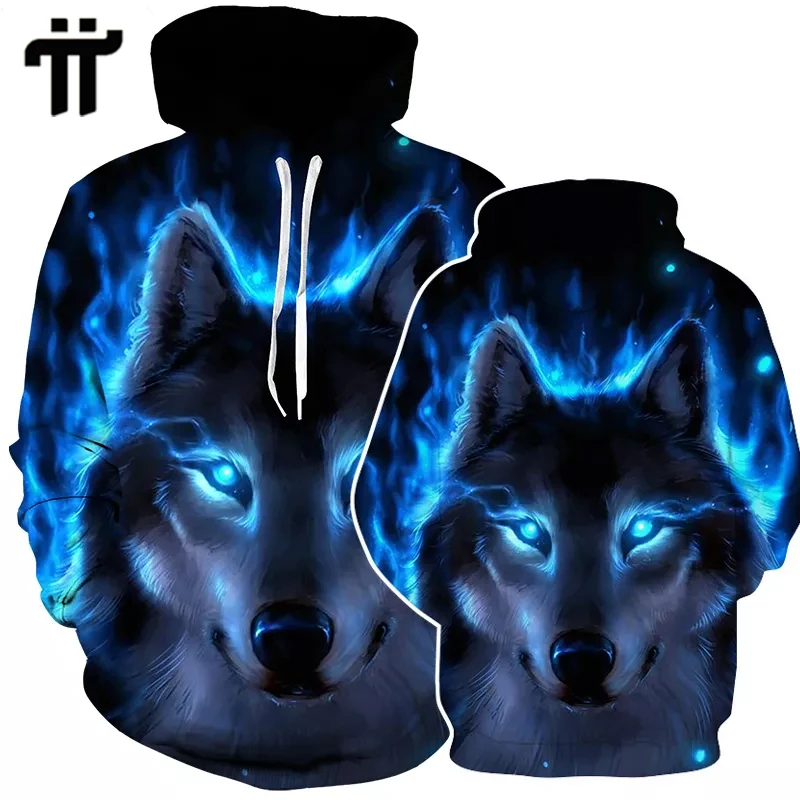 

Fashion Men Wolf Animal 3D Printed Hooded Hoodies Shinning Wolf Design Sweatshirt Hip Hop Top Male Casual Harajuku Sweater Hoody