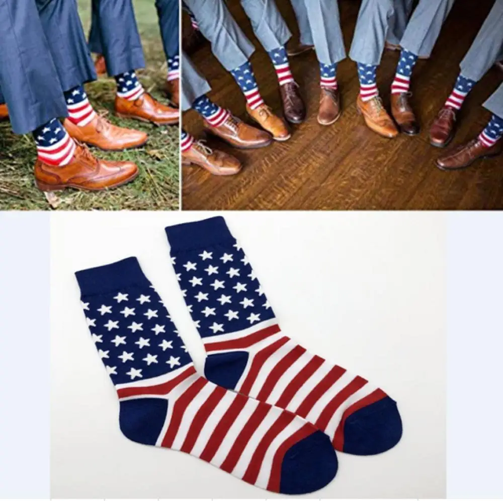 Fashion Male Casual American Flag Stars Socks New Old Glory Men Crew Stripes Cotton standard Couples | Мужская одежда