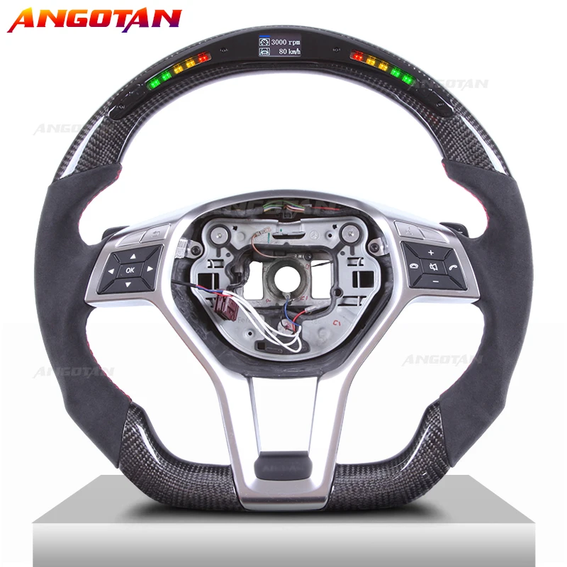 

LED Carbon Fiber Italy Alcantara leather Steering Wheel Fit For Benz SLK 2012-2014 series Sport Car volante esportivo