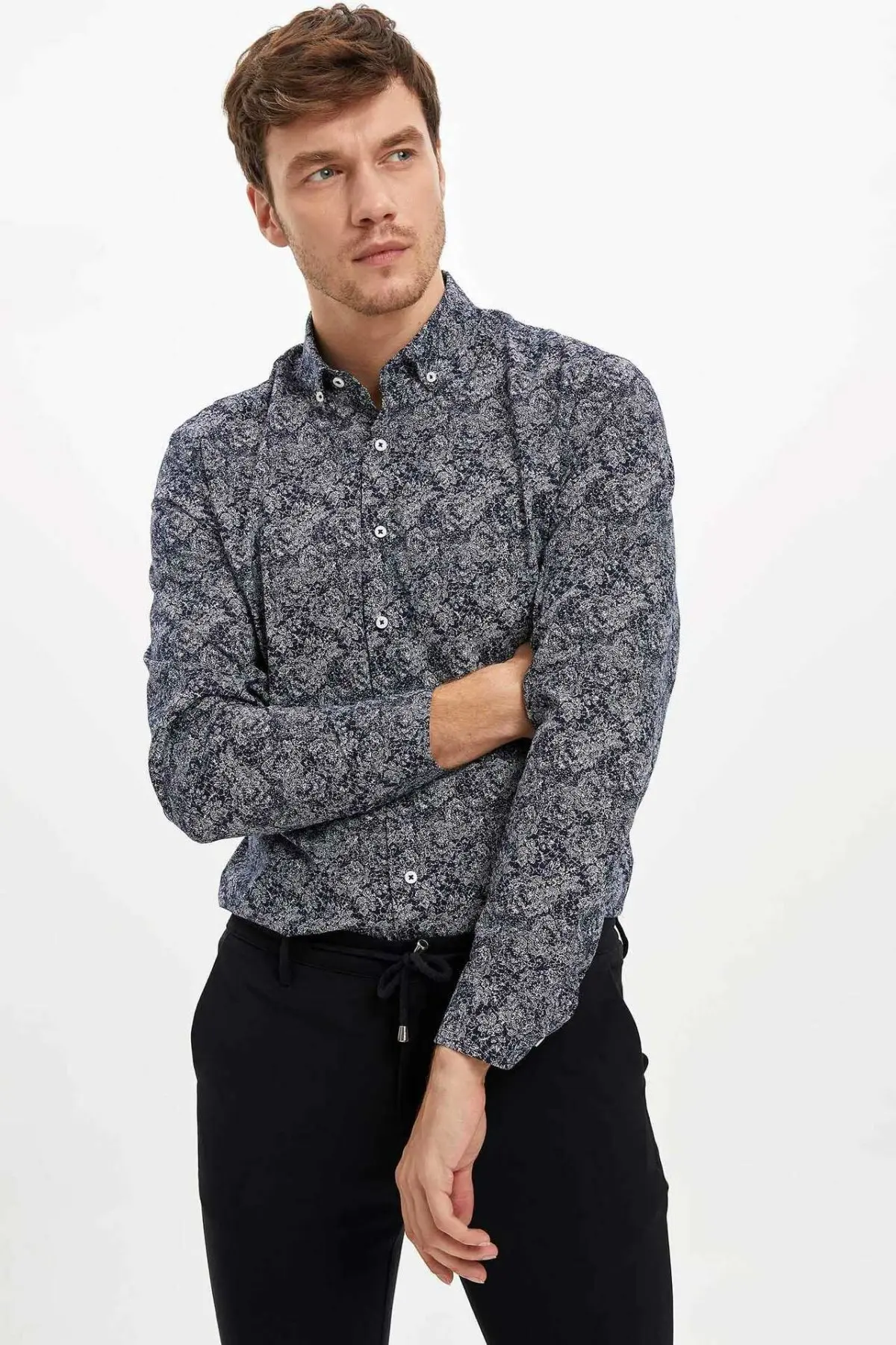 Дефакто Мужская Shirt M1477AZ19AU с длинным рукавом|Повседневные рубашки| |