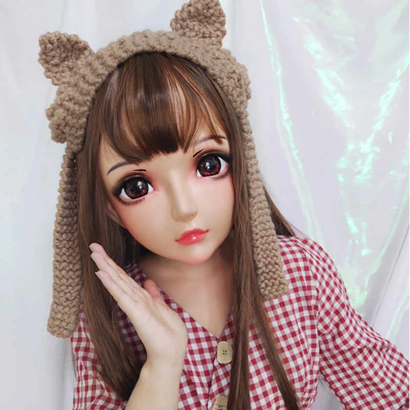 Фото (ZHI) Женская милая девушка, смоляная половина головы, маска кигуруми BJD, косплей, японское аниме, роль Лолиты, трансвестит, кукла, маска с париком №2