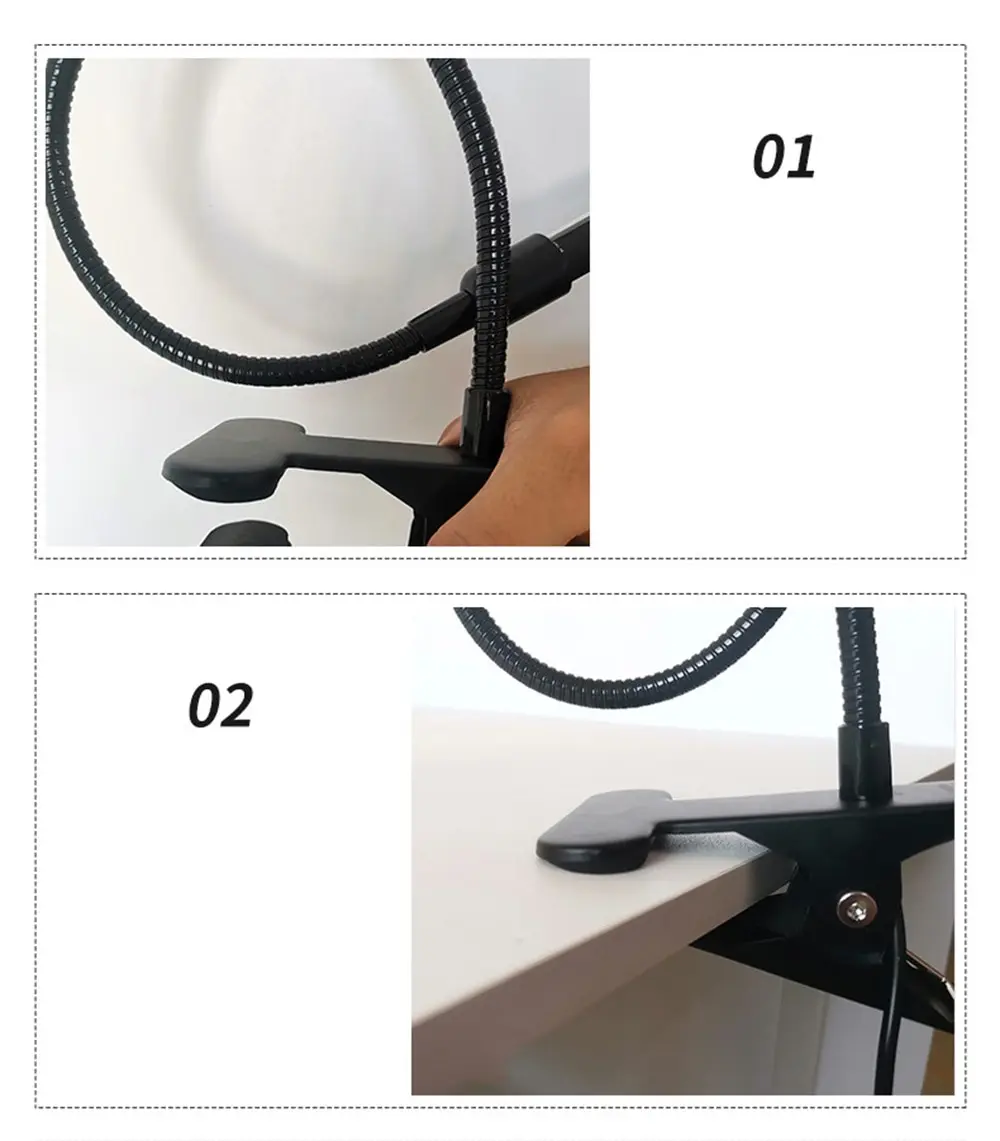 Светодиодный настольная лампа прищепка 20 LED гибкая 60см с регулировкой яркости и