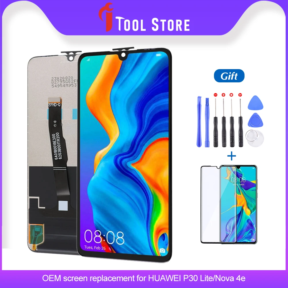С ЖК-дисплеем для HUAWEI P30 Lite ЖК-дисплей сенсорный экран Nova/4e MAR-LX1 LX2 AL01 с бесплатным