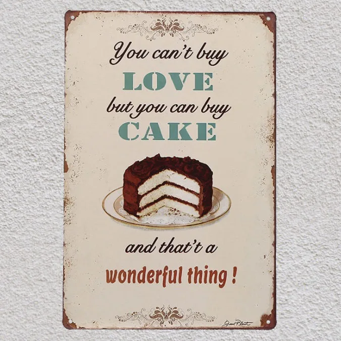 1 шт. любовь цитаты поговорка купить торт жизнь жестяная пластина знак стены