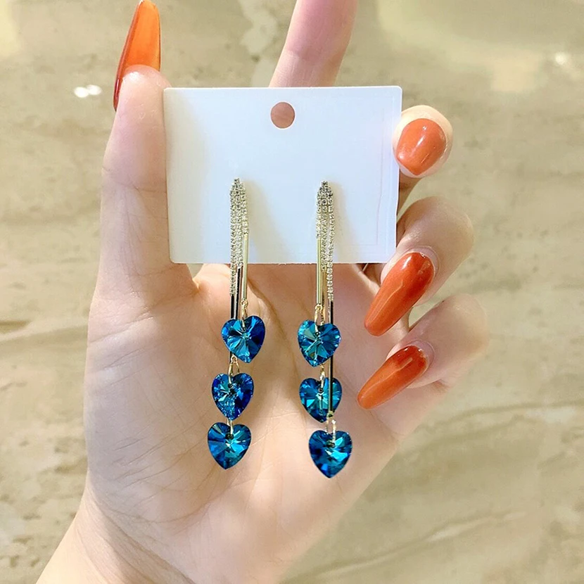 

Tassel Earrings Long Hanging Earring For Women 2020 Trend Luxury Design Crystal Jewelry Gold Plated Fairy Rhinestones Ear Rings