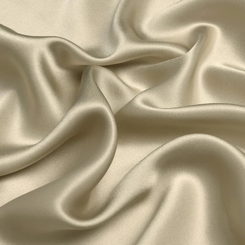 

100% silk charmeuse satin 16mm 114cm(45") width light beigey color mulberry silk fabric NO.29