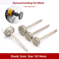 1pc 1014mm diamond grinding wheel 3mmshank burr needle point engraving carved polishing glass jade stone drill bit rotary tools