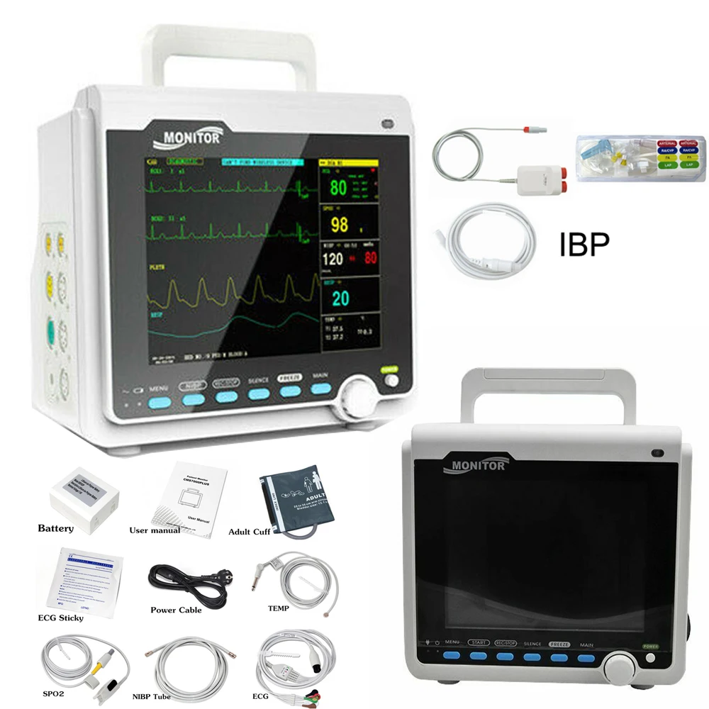 

Contec CMS6000 6-параметрический медицинский аппарат SPO2/ECG/PR/NIBP монитор сердечного ритма с IBP