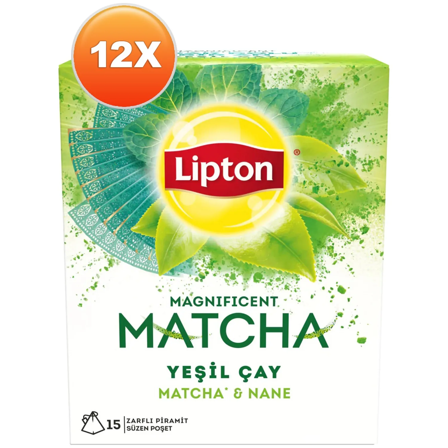 

WITH ITS WONDERFUL DRINK Lipton Magnificent Matcha Mint Glass Tea Bag 15 x 1,5 Gr. Set of Twelve FREE SHİPPİNG