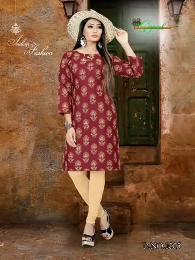 Indian Traditional Kurti 3 Quarter Sleeve Cotton Kurta Bollywood Designer Stylish Tunic Printed Top Women Dress Daily Party Wear |