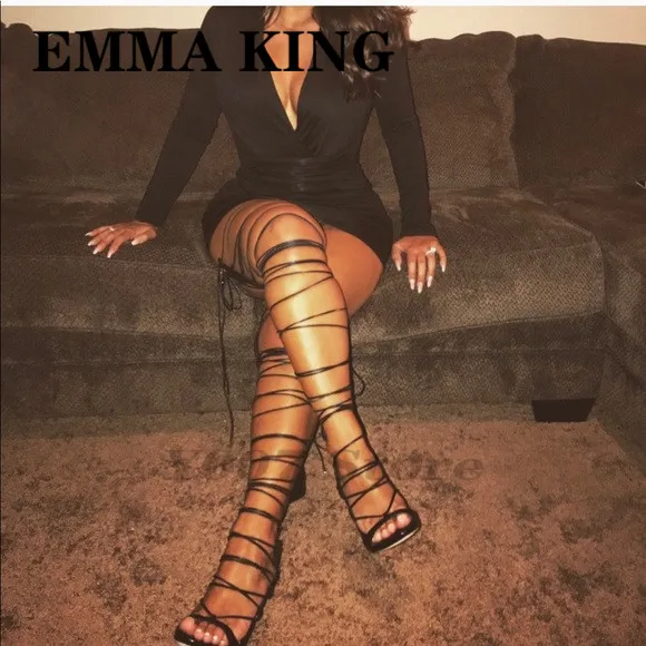 Сексуальные Кендалл Дженнер выше колена босоножки на высоком каблуке сапоги с