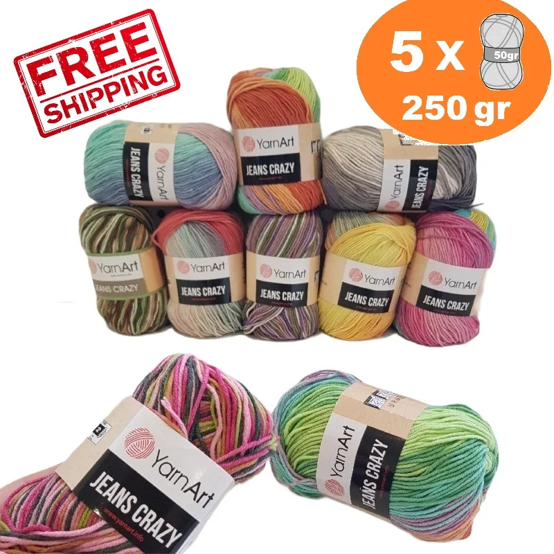 Yarnart джинсы Crazy пряжа 5x50gr 160mt ручное вязание крючком нить % хлопок 55 45 PolyAcr сочетает