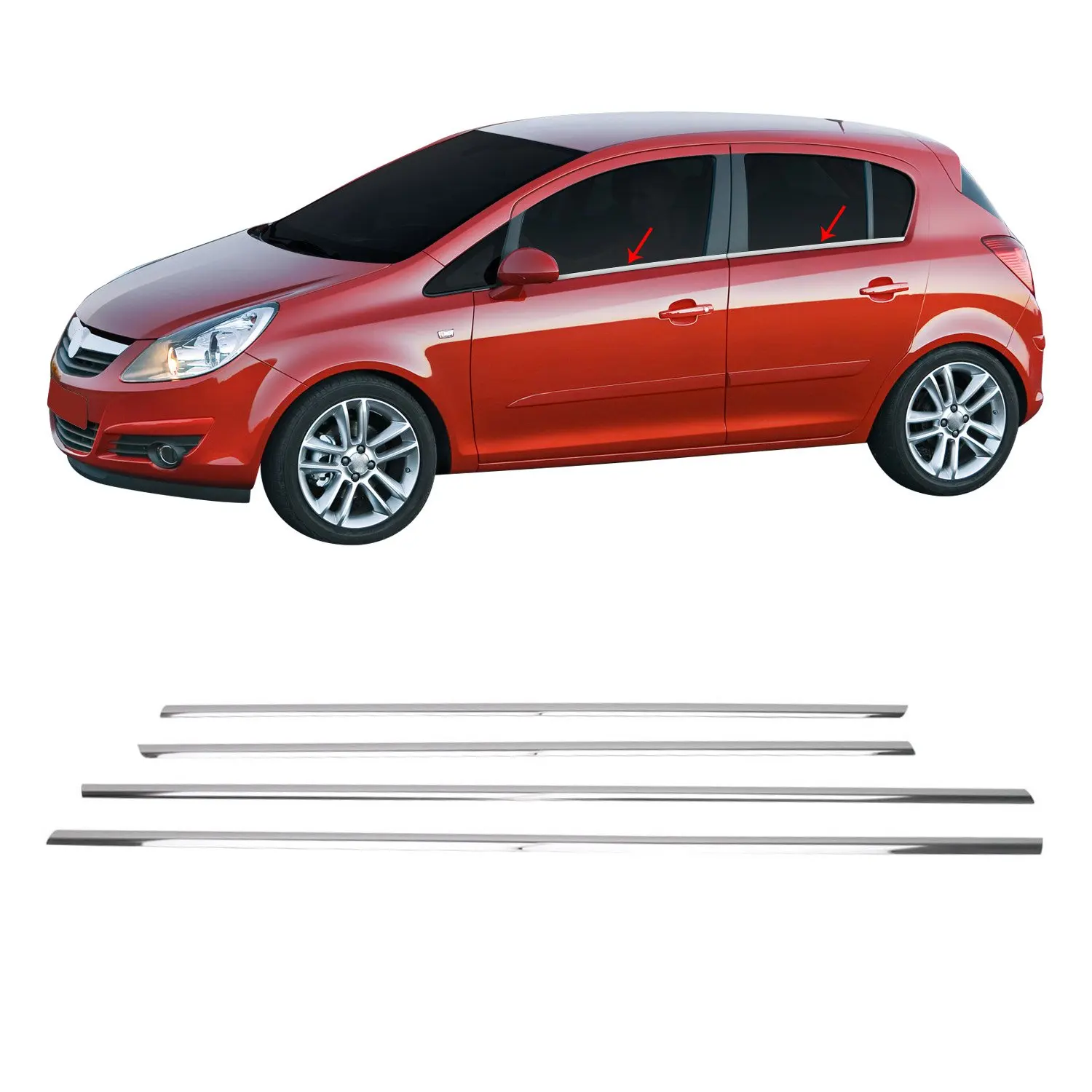 Хромированная оконная рама Opel Corsa D отделка из нержавеющей стали (2006-2014) |