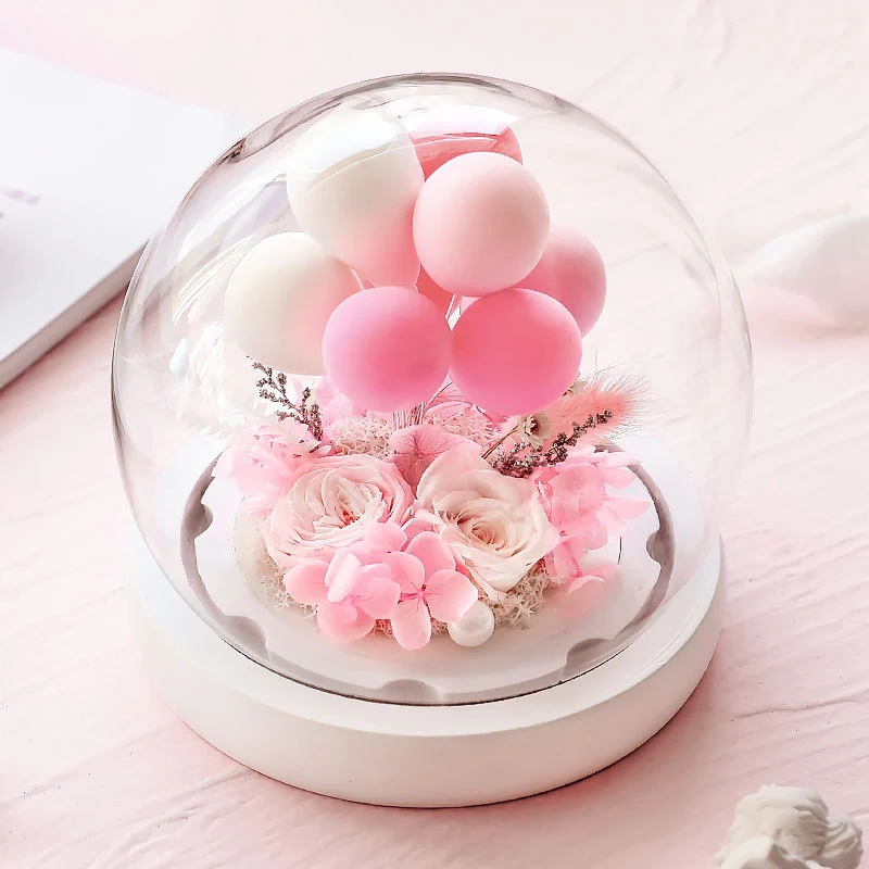 

Immortal Flower Rose Valentine's Day Gift Confession Balloon Glass Cover Creative Home Decoration for Girlfriend Birthday Gift
