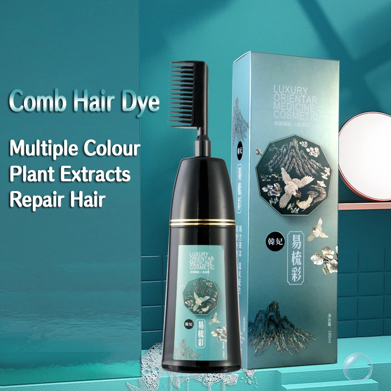 shampoo permanente da tintura de cabelo do pente da tintura de cabelo da planta 200ml