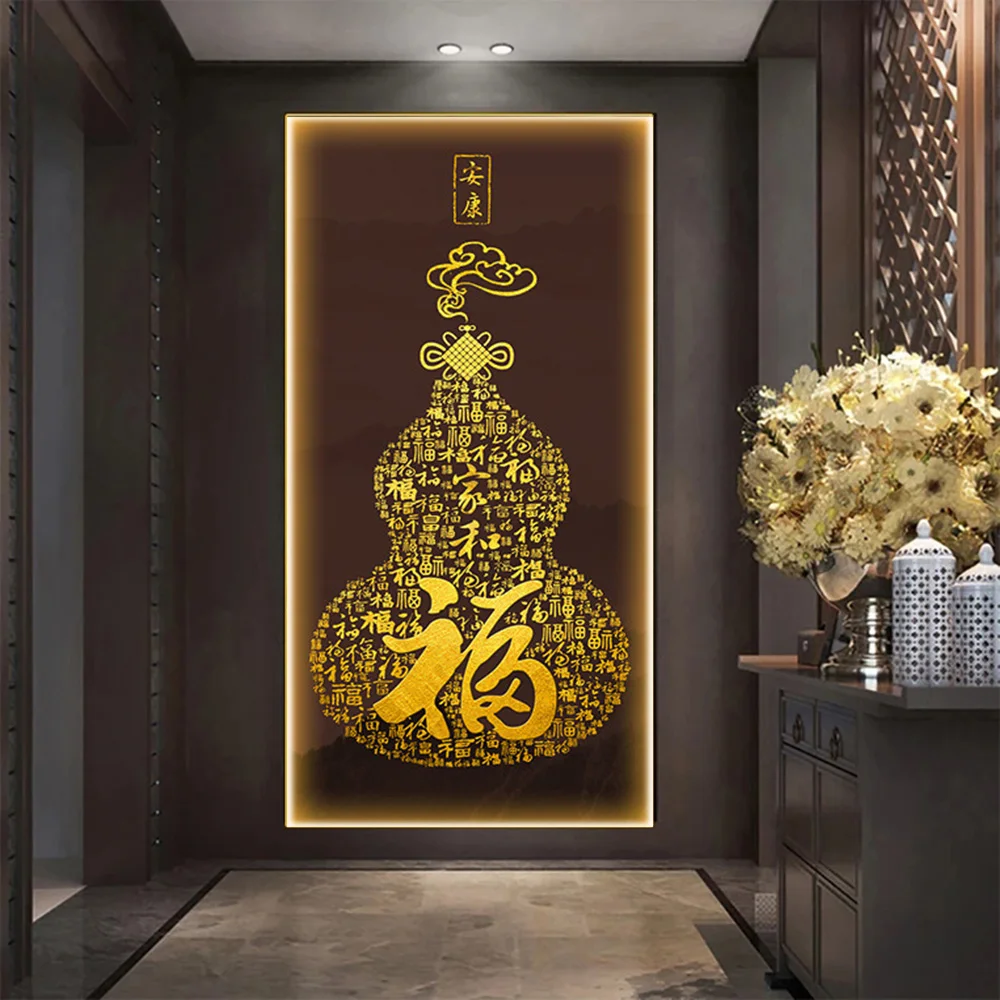 

New Chinese Style Light luxury Gourd Porch Canvas Decorative Painting Prints Corridor Wall Art Pictures for Living Room Decor