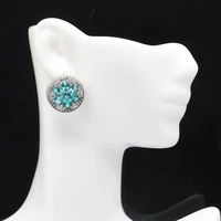 19x19mm gorgeous created blue aquamarine london blue topaz wedding ladies silver stud earrings