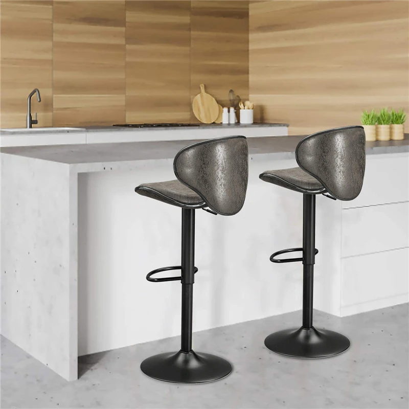 Набор из 2 современных крепких регулируемых по высоте барных стульев для бара