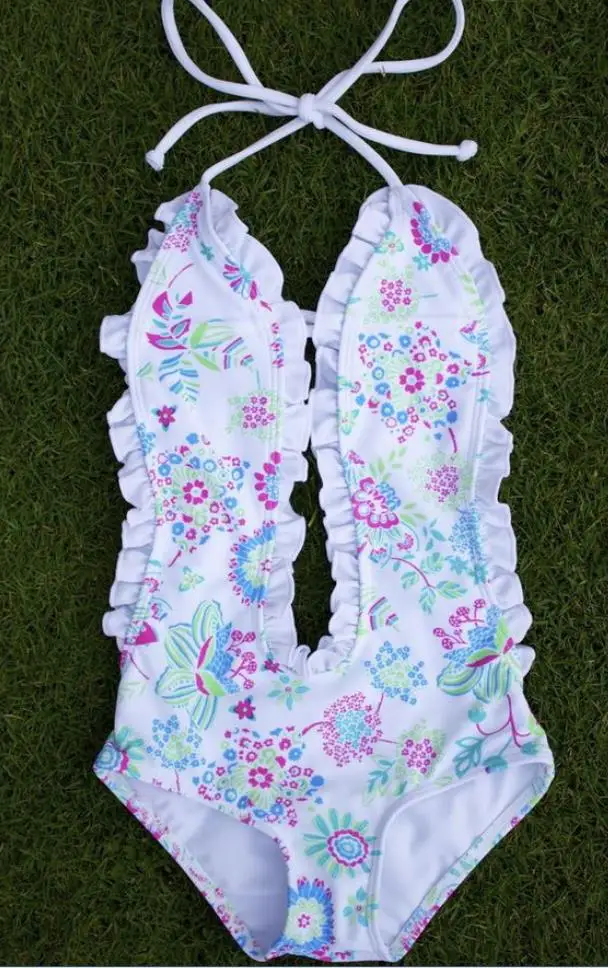 Купальник для девочек Раздельный купальный комплект с цветочным рисунком одна