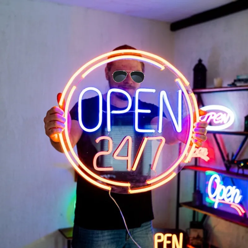 Open 24/7 Custom Neon Sign Led Light Shop Neon Sign Decor Open Led Neon Sign Store Decor Wall Decor Door Decor Neon Light