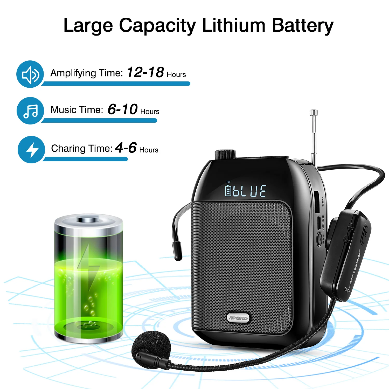 Bluetooth UHF беспроводной усилитель голоса портативный для преподавания лекций турне