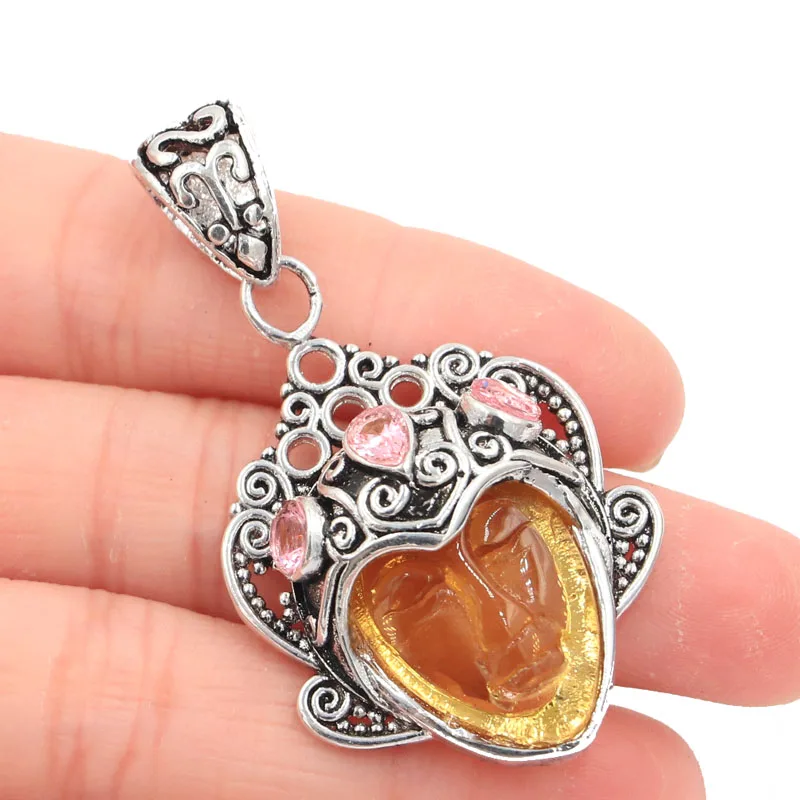 Кулон Серебряный в виде богини Египта медового кварца морганита 11 г 50 х28