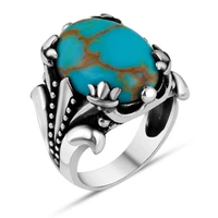 925 sterling silver mens ring with turquoise stone handmade ottoman silver ring vintage class ring for him ottoman style