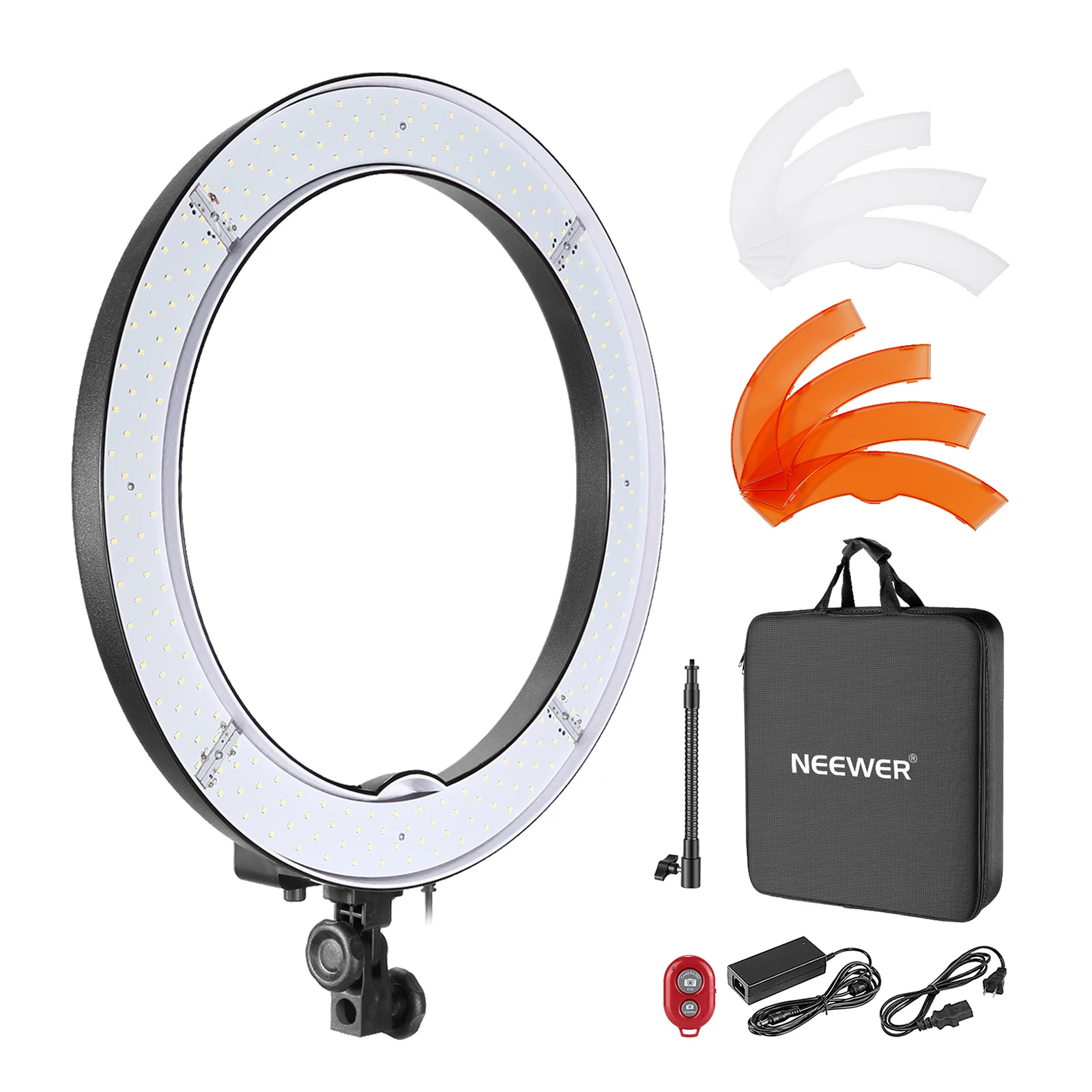 

Neewer Camera Photo/Video 18"/48cm Outer 55W 240PCS LED SMD Ring Light 5500K Dimmable Ring Video Light+Color Filtes+Adapters