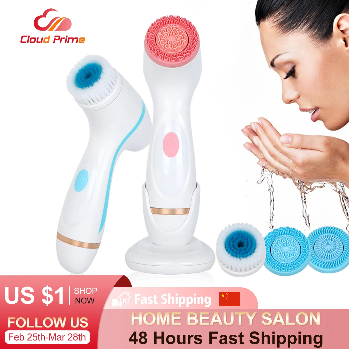 

Silicone Facial Cleansing Brush Electric Waterproof Face Cleaner Blackhead Removal Acne Pore Clean Portable Deep Cleaning Remove