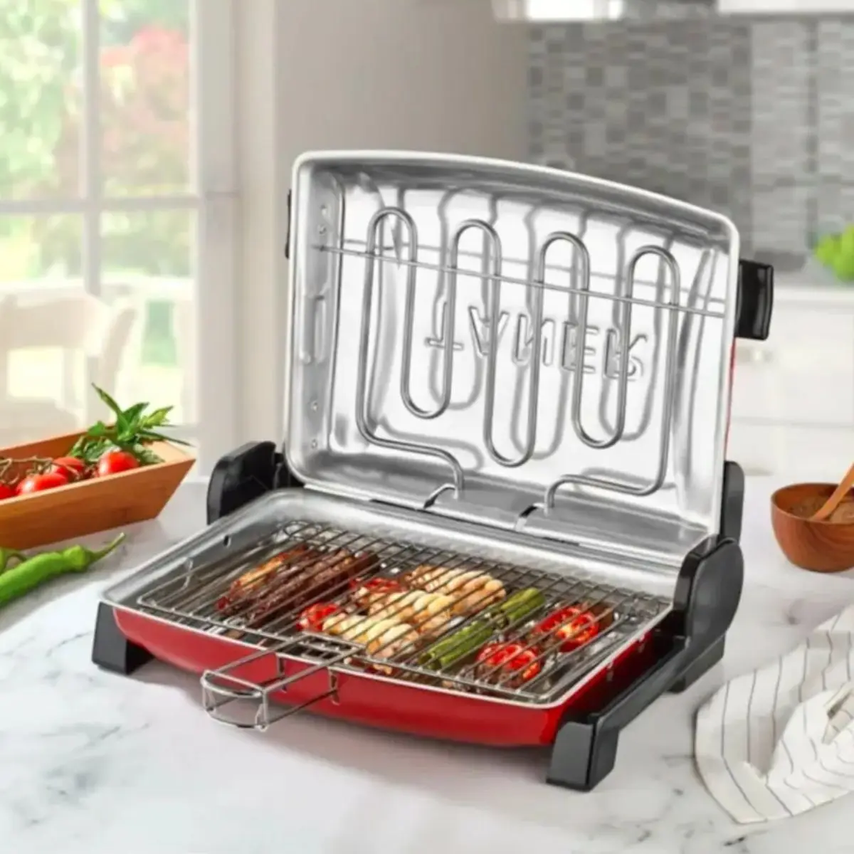 double wire electric grill light aluminium barbeque infrared smokeless nonstick indoor outdoor kitchen chefs bbq cooking free global shipping