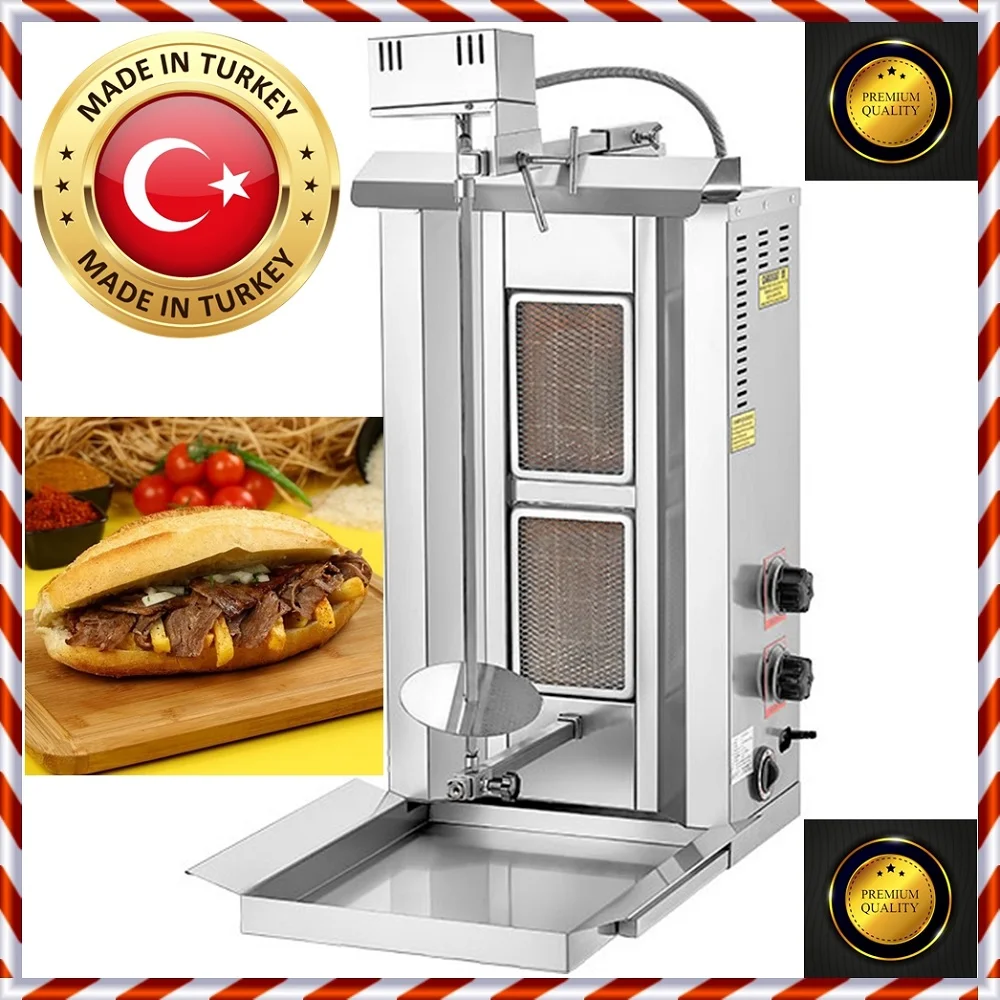 AUTOMATIC ROTATING 2 Burner Vertical Broiler Shawarma Gyro Doner Kebab Tacos Al Pastor Grill Machine BBQ Rotisserie NATURAL GAS