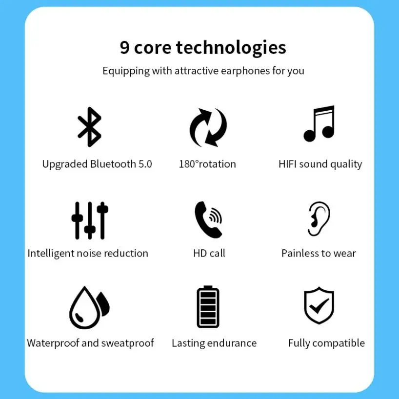 Беспроводные наушники-вкладыши Bluetooth 5 0 водонепроницаемые наушники с ушным