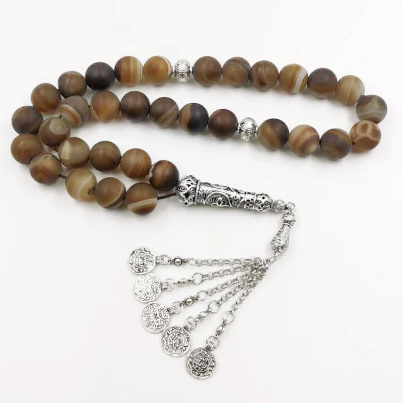 Большой Tasbih натуральный агат 33 молитвенные бусины misbaha специальный Розарий
