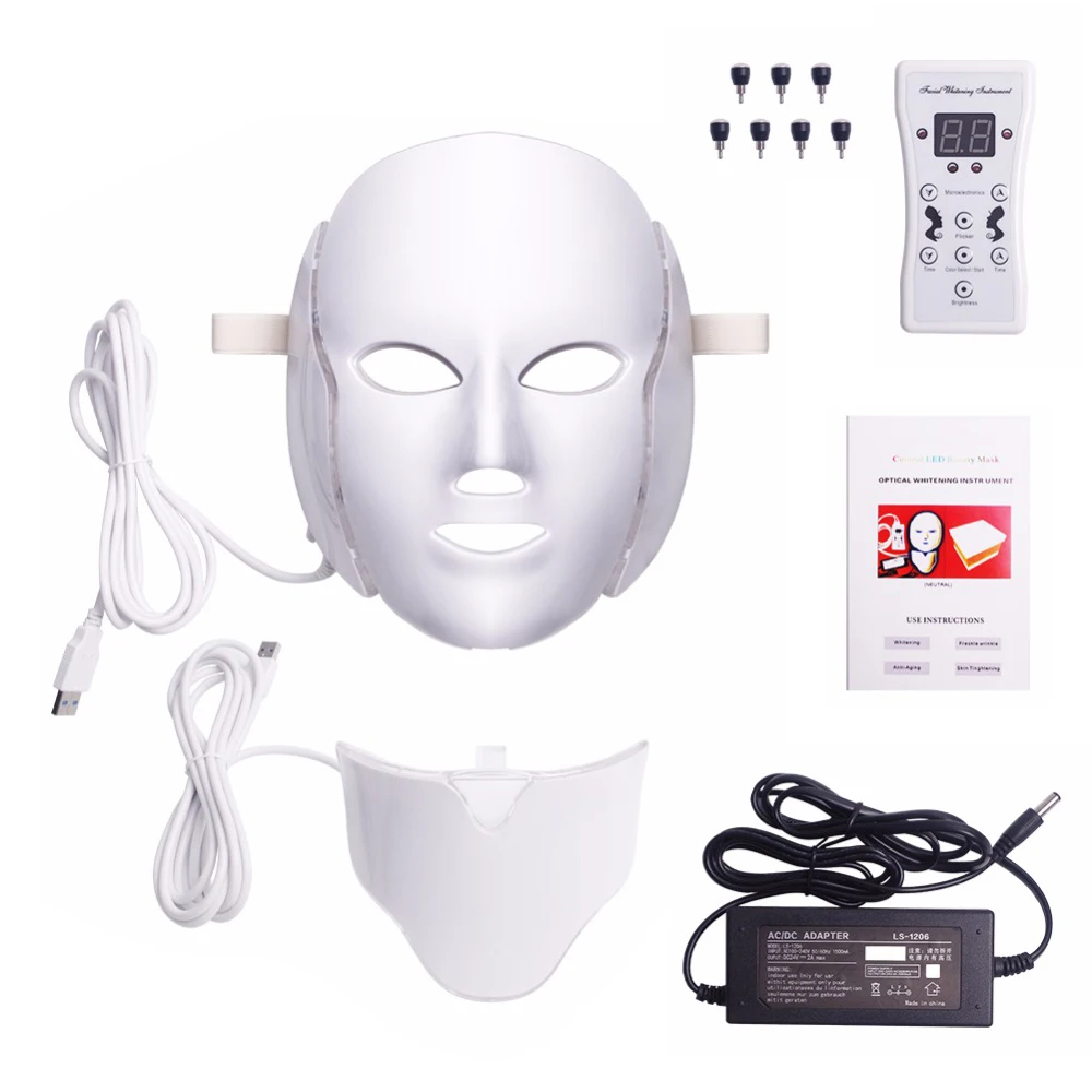 Светодиодный Фотон Маска для лица 7 цветов светильник маска красоты машина