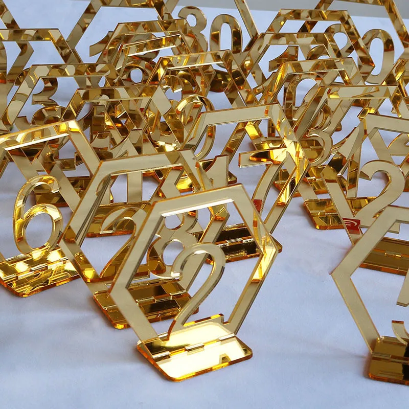 Индивидуальный шестигранный Настольный номер свадебное акриловое розовое