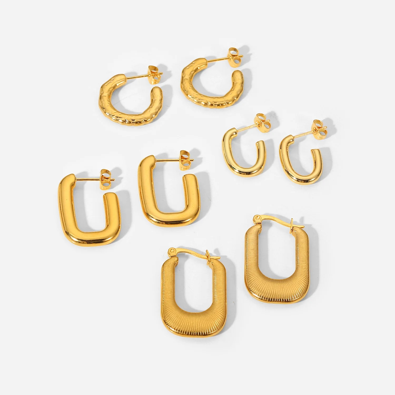 Недорогие золотые серьги-кольца из нержавеющей стали 18k PVD простые