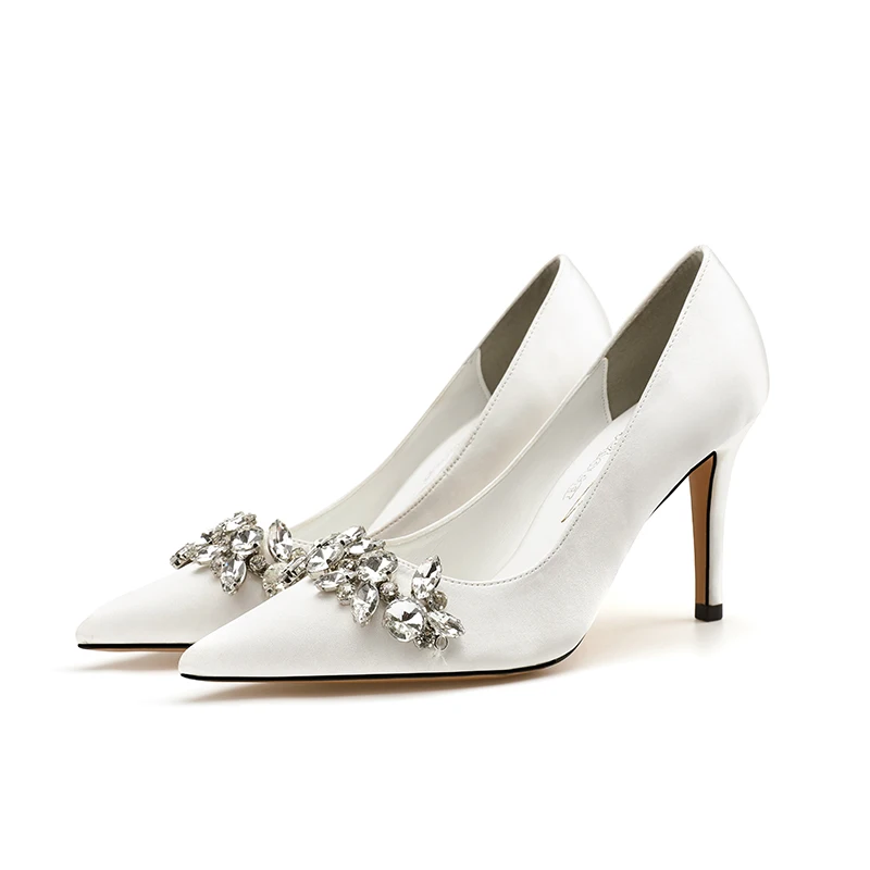 

Туфли-лодочки женские на высоком каблуке, заостренный носок, свадебная обувь, свадебные туфли-лодочки, обувь для подружки невесты, большие р...