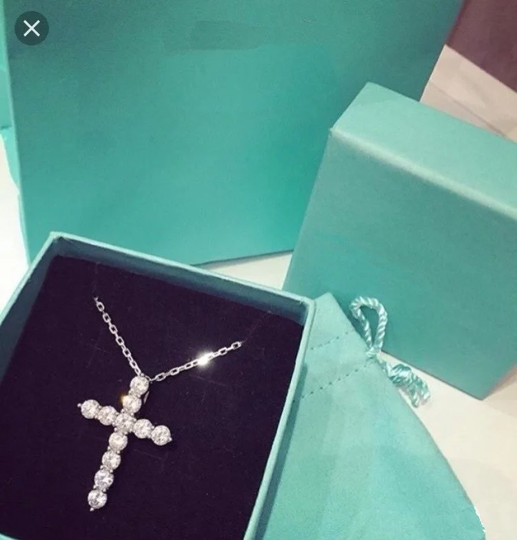 Cross & TC style chain real 925 sterling silver necklace pendant cross 2.5 cm chain (40-45 cm)