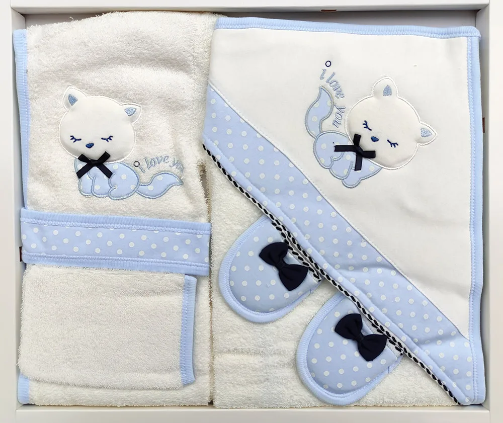 

Cat I Love You Bathrobe Set Baby Boys with Bathrobe Towel Pouch Slipper