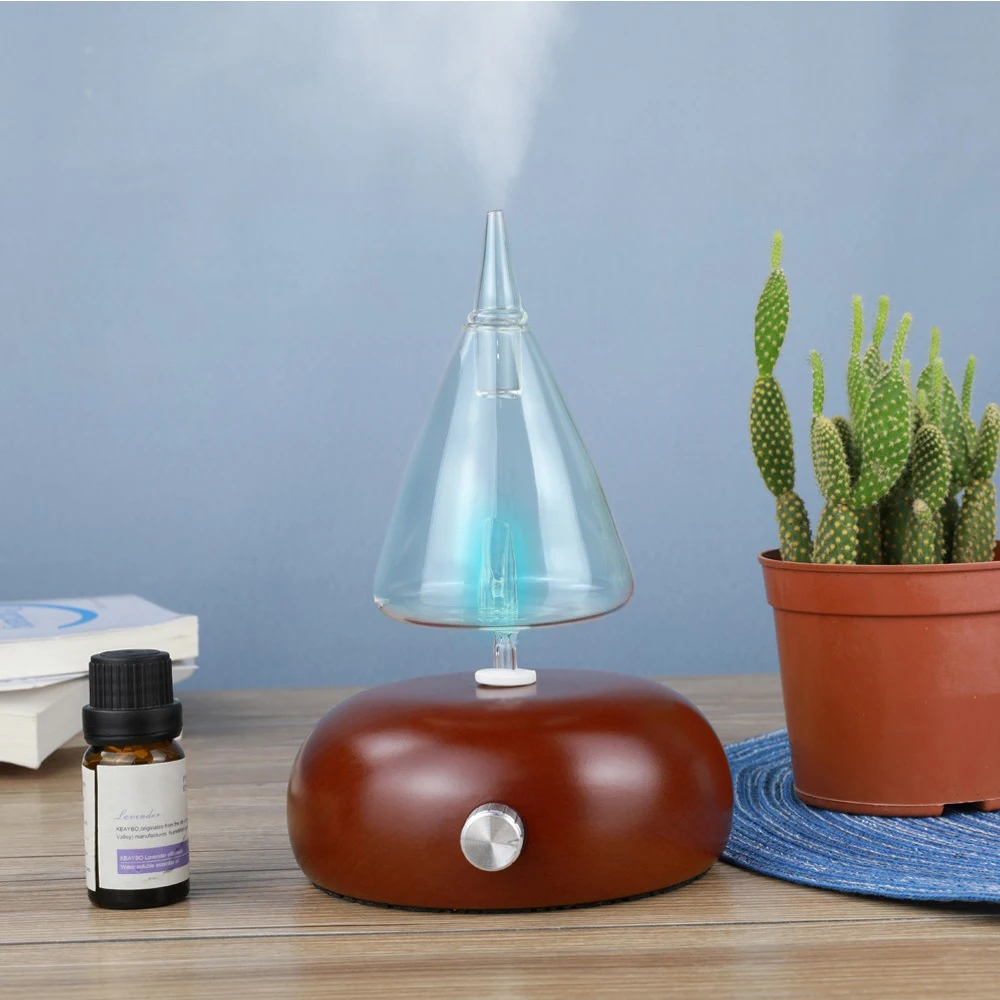 Безводный распылитель эфирных масел деревянный стеклянный ароманебулайзер для