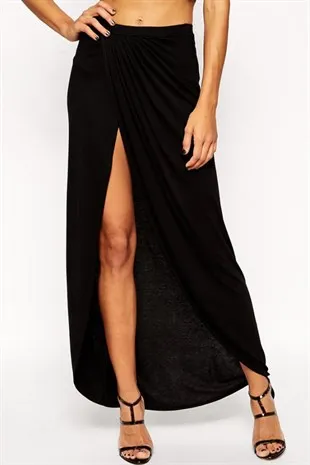 

Black Long Front Slit Skirt 2022 New Series
