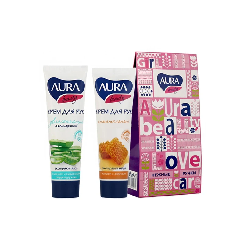 Крем для рук AURA Beauty С Алоэ + с Медом Набор 2*75 мл |