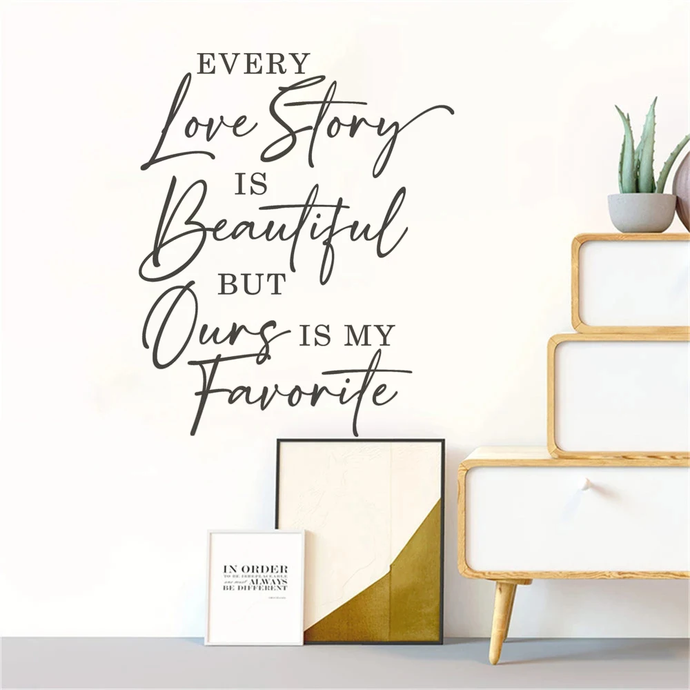 

Wall Decals Every Love Story Is Beautiful But Ours Is My Favorite Quotes Stickers Vinyl Murals For Kids Room Decor Poster HJ0838