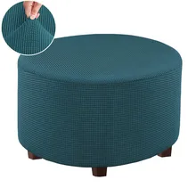 Elastic Round Ottoman Slipcover Footstool Protector Removable Washable Stretch Footstool Storage Sofa Foot Cover for Living Room