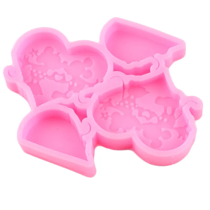 Disney Mickey Kiss Straw Topper Silicone Molds Heart Jelly Candy Chocolate Fondant Mould Mouse Head Keychain Epoxy Resin Moulds images - 6