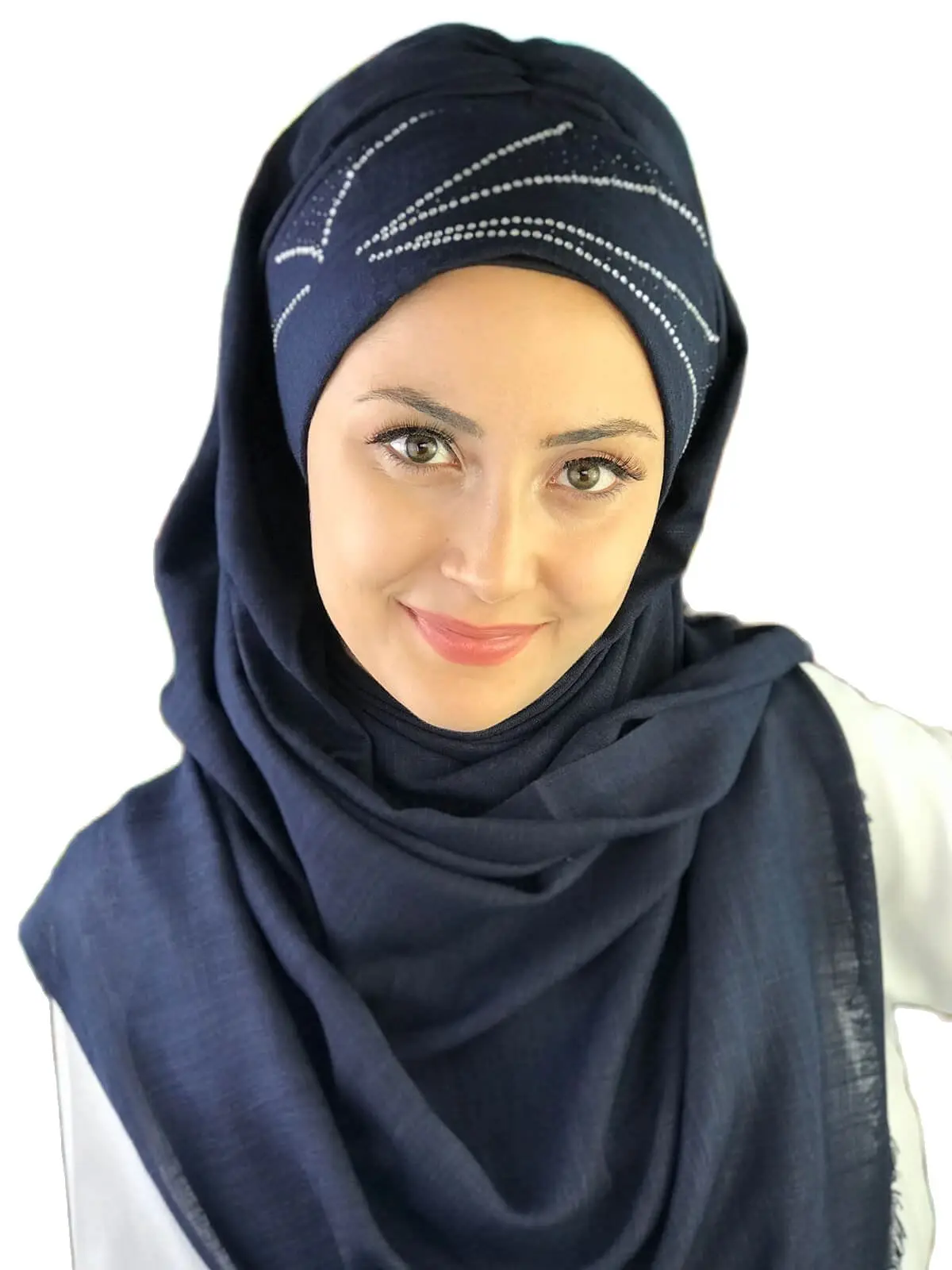 

2022 New Fashion Hijab Women Muslim Islamic Turban Scarf Hat Foulard Silver Sequin Printed Comet Patterned Navy Blue Ready Shawl