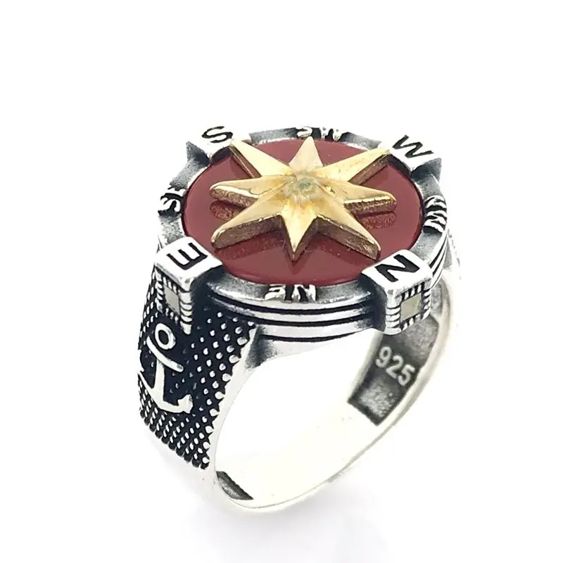

Compass Anchor New Special Design Silver Men 'S Ring