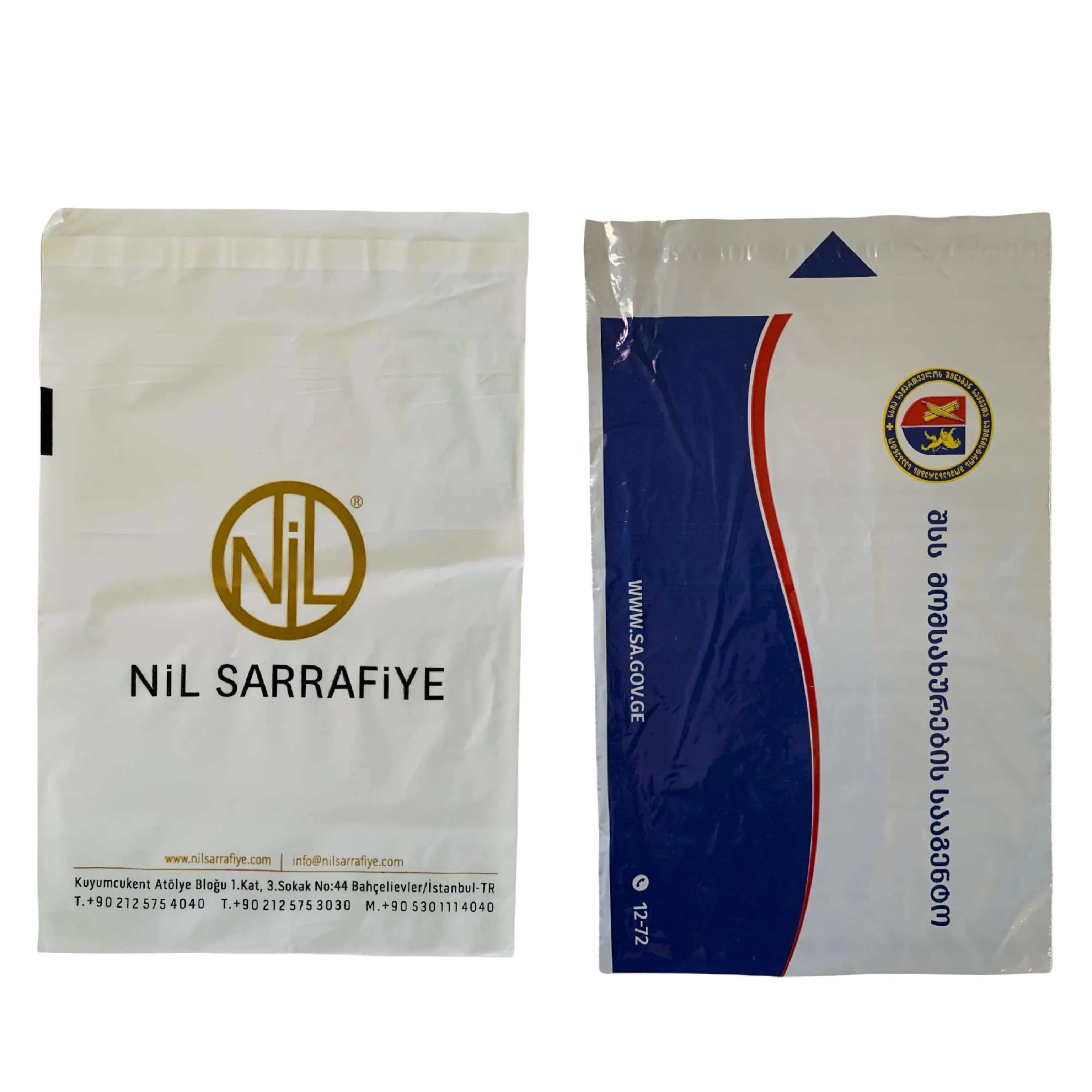 

100 pcs BLUE HANDLED Poly mailer Plastic Bags with LOGO Printed, Self-Adhesive and Opaque Mailing Bags for Clothes