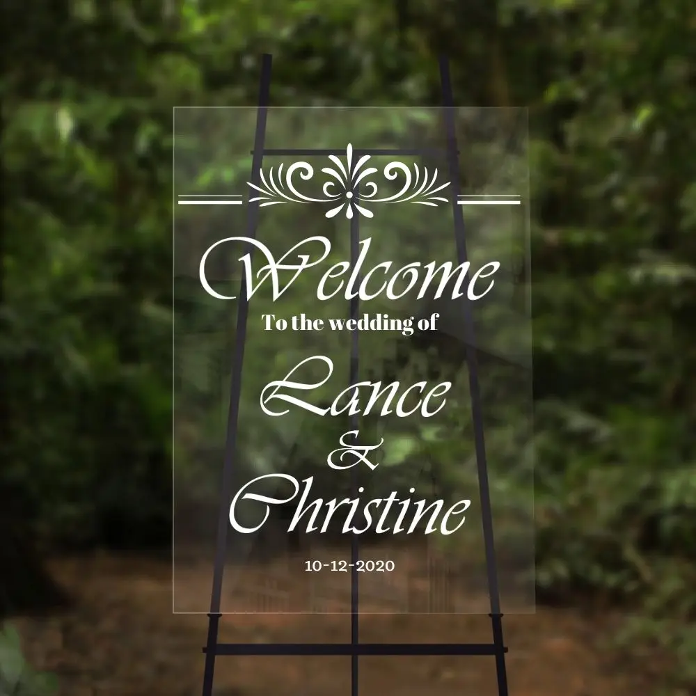 

Best Selling Welcome Customizable Groom And Bride Names Glass Sticker Template Welcome Board Removable Sticker A006795
