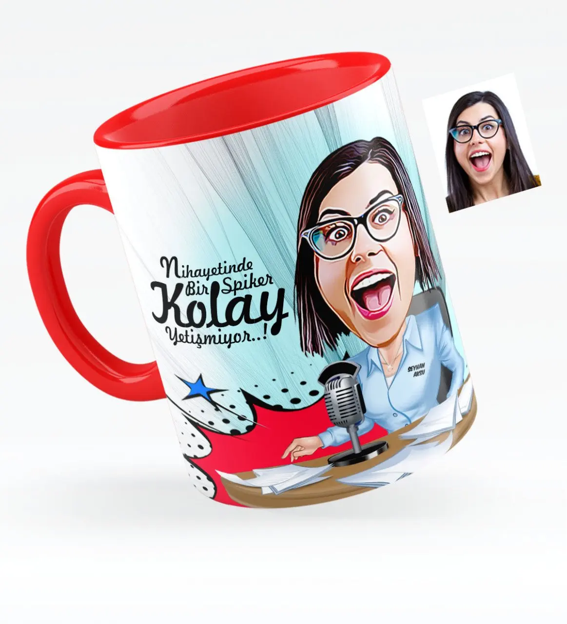

Personalized Women 'S Server Caricature Of Red Mug Cup-1
